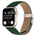 For Apple Watch 46mm / 49mm / 45mm / 44mm Lychee Texture Starlight Turtle Back Buckle Leather Watch Band(Green)