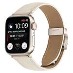 For Apple Watch 46mm / 49mm / 45mm / 44mm Lychee Texture Starlight Turtle Back Buckle Leather Watch Band(Creamy White)