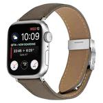 For Apple Watch 42mm / 41mm / 40mm / 38mm Lychee Texture Silver Turtle Back Buckle Leather Watch Band(Gray)