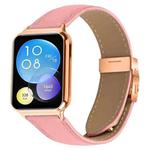 For Xiaomi Smart Bnad 9 Pro / Redmi Watch 5 Lychee Texture Rose Gold Turtle Back Buckle Leather Watch Band(Pink)