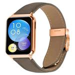 For Xiaomi Smart Bnad 9 Pro / Redmi Watch 5 Lychee Texture Rose Gold Turtle Back Buckle Leather Watch Band(Gray)