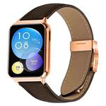 For Xiaomi Smart Bnad 9 Pro / Redmi Watch 5 Lychee Texture Rose Gold Turtle Back Buckle Leather Watch Band(Coffee Color)