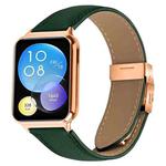 For Xiaomi Smart Bnad 9 Pro / Redmi Watch 5 Lychee Texture Rose Gold Turtle Back Buckle Leather Watch Band(Green)