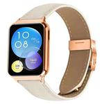 For Xiaomi Smart Bnad 9 Pro / Redmi Watch 5 Lychee Texture Rose Gold Turtle Back Buckle Leather Watch Band(Creamy White)
