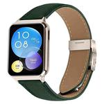 For Xiaomi Smart Bnad 9 Pro / Redmi Watch 5 Lychee Texture Starlight Turtle Back Buckle Leather Watch Band(Green)