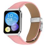 For Xiaomi Smart Bnad 9 Pro / Redmi Watch 5 Lychee Texture Silver Turtle Back Buckle Leather Watch Band(Pink)