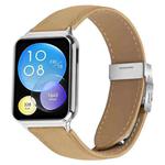 For Xiaomi Smart Bnad 9 Pro / Redmi Watch 5 Lychee Texture Silver Turtle Back Buckle Leather Watch Band(Camel)
