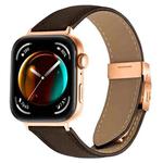 For Huawei Watch Fit 4 / Fit 4 Pro / Fit 3 Lychee Texture Rose Gold Turtle Back Buckle Leather Watch Band(Coffee Color)