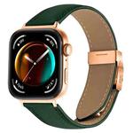 For Huawei Watch Fit 4 / Fit 4 Pro / Fit 3 Lychee Texture Rose Gold Turtle Back Buckle Leather Watch Band(Green)