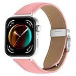 For Huawei Watch Fit 4 / Fit 4 Pro / Fit 3 Lychee Texture Silver Turtle Back Buckle Leather Watch Band(Pink)