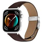 For Huawei Watch Fit 4 / Fit 4 Pro / Fit 3 Lychee Texture Silver Turtle Back Buckle Leather Watch Band(Coffee Color)