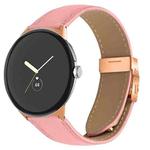 For Google Pixel Watch / Watch 2 / 3 41mm Lychee Texture Rose Gold Turtle Back Buckle Leather Watch Band(Pink)