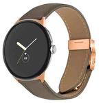 For Google Pixel Watch / Watch 2 / 3 41mm Lychee Texture Rose Gold Turtle Back Buckle Leather Watch Band(Gray)