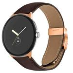 For Google Pixel Watch / Watch 2 / 3 41mm Lychee Texture Rose Gold Turtle Back Buckle Leather Watch Band(Coffee Color)