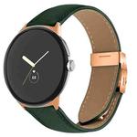 For Google Pixel Watch / Watch 2 / 3 41mm Lychee Texture Rose Gold Turtle Back Buckle Leather Watch Band(Green)