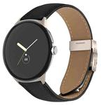 For Google Pixel Watch / Watch 2 / 3 41mm Lychee Texture Starlight Turtle Back Buckle Leather Watch Band(Black)