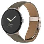 For Google Pixel Watch / Watch 2 / 3 41mm Lychee Texture Starlight Turtle Back Buckle Leather Watch Band(Gray)