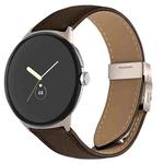 For Google Pixel Watch / Watch 2 / 3 41mm Lychee Texture Starlight Turtle Back Buckle Leather Watch Band(Coffee Color)