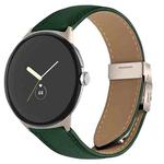 For Google Pixel Watch / Watch 2 / 3 41mm Lychee Texture Starlight Turtle Back Buckle Leather Watch Band(Green)