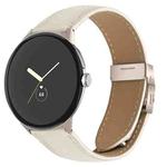 For Google Pixel Watch / Watch 2 / 3 41mm Lychee Texture Starlight Turtle Back Buckle Leather Watch Band(Creamy White)