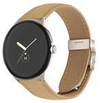 For Google Pixel Watch / Watch 2 / 3 41mm Lychee Texture Starlight Turtle Back Buckle Leather Watch Band(Camel)
