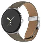 For Google Pixel Watch / Watch 2 / 3 41mm Lychee Texture Silver Turtle Back Buckle Leather Watch Band(Gray)