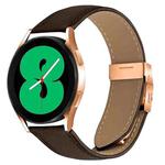 20mm Lychee Texture Rose Gold Turtle Back Buckle Leather Watch Band(Coffee Color)