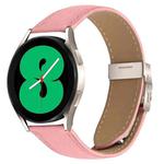 20mm Lychee Texture Starlight Turtle Back Buckle Leather Watch Band(Pink)