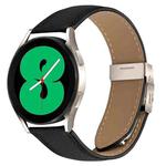 20mm Lychee Texture Starlight Turtle Back Buckle Leather Watch Band(Black)