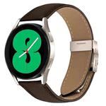 20mm Lychee Texture Starlight Turtle Back Buckle Leather Watch Band(Coffee Color)