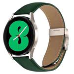 20mm Lychee Texture Starlight Turtle Back Buckle Leather Watch Band(Green)