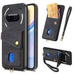For Nothing Phone 3a Retro Card Wallet Fold Leather Phone Case with Strap(Black)