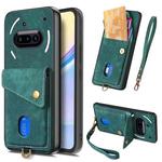 For Nothing Phone 3a Retro Card Wallet Fold Leather Phone Case with Strap(Green)