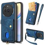 For Nothing Phone 3a Pro Retro Card Wallet Fold Leather Phone Case with Strap(Blue)