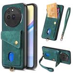 For Nothing Phone 3a Pro Retro Card Wallet Fold Leather Phone Case with Strap(Green)