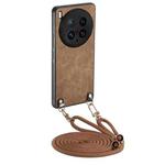 For vivo X200 Ultra Vintage Leather PC Back Cover Phone Case with Crossbody Strap(Brown)