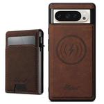 For Google Pixel 9 Pro Suteni H19 Litchi Grain 2-in-1 Removable Card Box Back Phone Case(Brown)