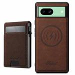 For Google Pixel 8a Suteni H19 Litchi Grain 2-in-1 Removable Card Box Back Phone Case(Brown)