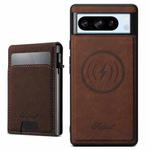 For Google Pixel 8 Pro Suteni H19 Litchi Grain 2-in-1 Removable Card Box Back Phone Case(Brown)