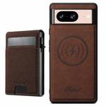 For Google Pixel 8 Suteni H19 Litchi Grain 2-in-1 Removable Card Box Back Phone Case(Brown)