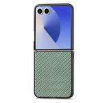 For Samsung Galaxy Z Flip 7 5G Carbon Fiber Texture Leather Back Phone Case(Green)