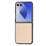 For Samsung Galaxy Z Flip 7 5G Carbon Fiber Texture Leather Back Phone Case(Khaki)
