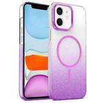 For iPhone 11 Gold Diamond Glitter Gradient MagSafe Shockproof Phone Case(Purple)