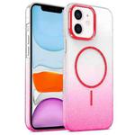 For iPhone 11 Gold Diamond Glitter Gradient MagSafe Shockproof Phone Case(Red)