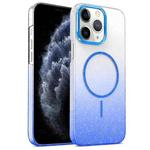 For iPhone 11 Pro Max Gold Diamond Glitter Gradient MagSafe Shockproof Phone Case(Blue)
