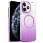 For iPhone 11 Pro Max Gold Diamond Glitter Gradient MagSafe Shockproof Phone Case(Purple)