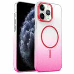 For iPhone 11 Pro Max Gold Diamond Glitter Gradient MagSafe Shockproof Phone Case(Red)
