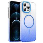 For iPhone 12 Pro Max Gold Diamond Glitter Gradient MagSafe Shockproof Phone Case(Blue)