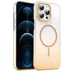 For iPhone 12 Pro Max Gold Diamond Glitter Gradient MagSafe Shockproof Phone Case(Gold)