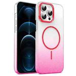 For iPhone 12 Pro Max Gold Diamond Glitter Gradient MagSafe Shockproof Phone Case(Red)
